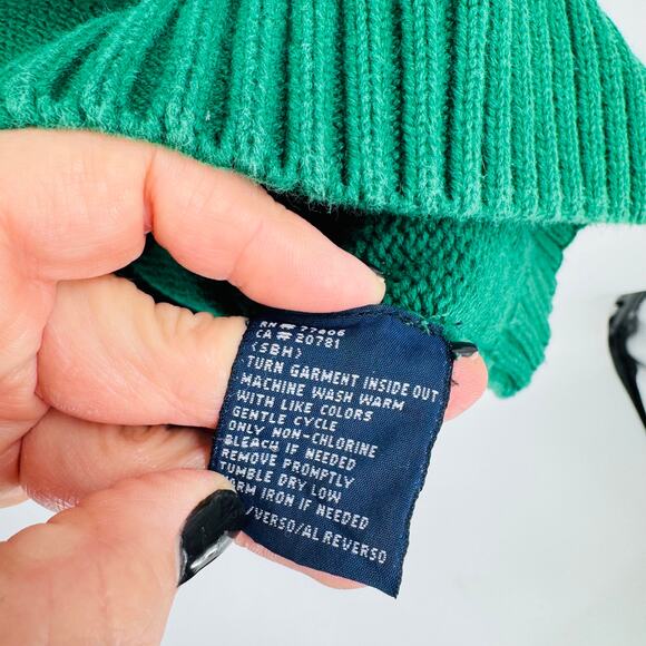 Vintage Tommy Hilfiger Green Cotton Sweater XL Oversized Preppy Unisex - Picture 5 of 6